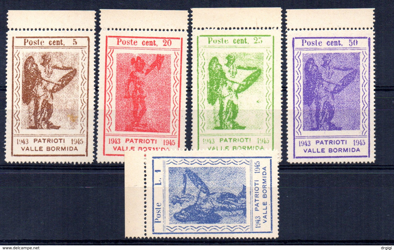 ITALIA, EMISSIONI LOCALI, VALLE BORMIDA, 1945 Sass 9-13 MNH** - Lokale/autonome Uitgaven