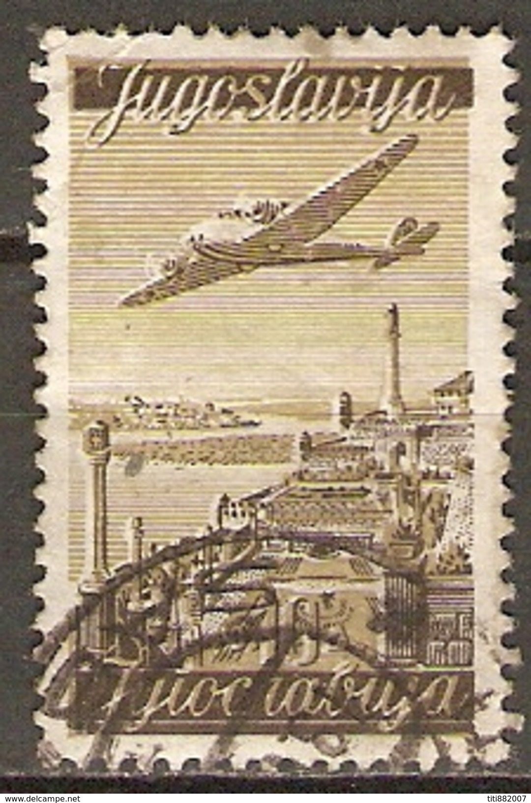 YOUGOSLAVIE     -    Aéro .   1947.   Y&T N° 21 Oblitéré.   Avion. - Poste Aérienne