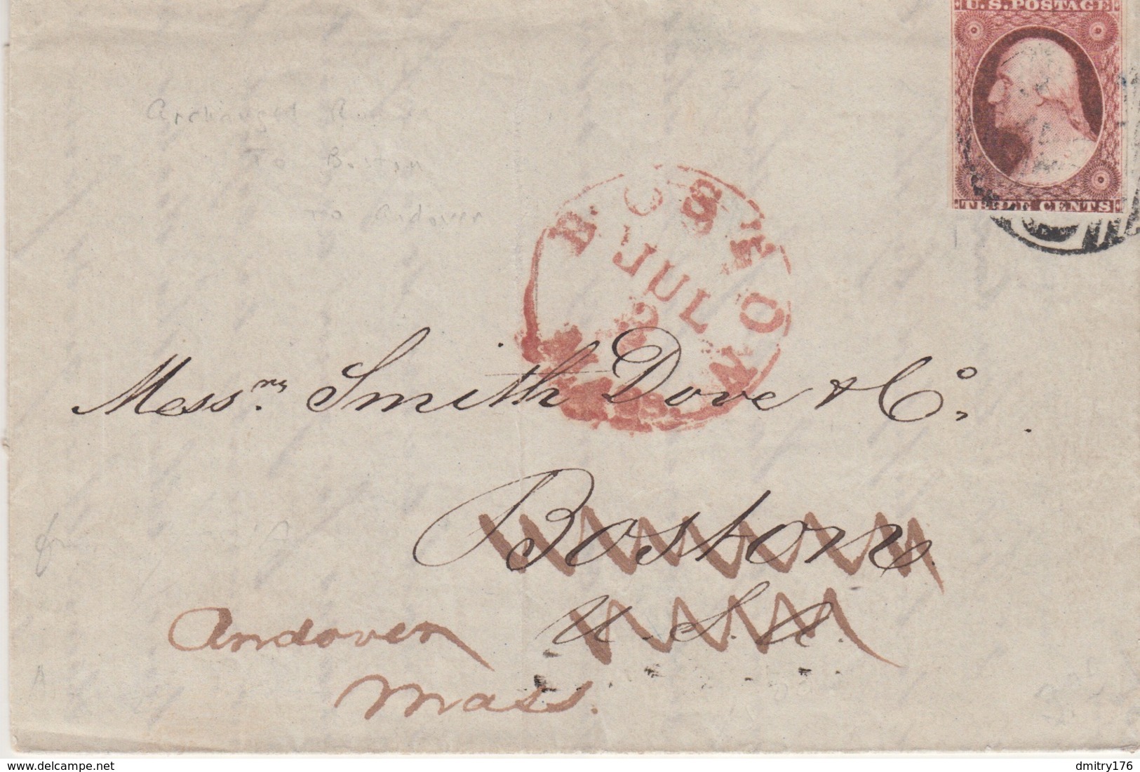 Russia Postal History Trans Atlantic Ship Mail Archangel To Boston - ...-1857 Préphilatélie