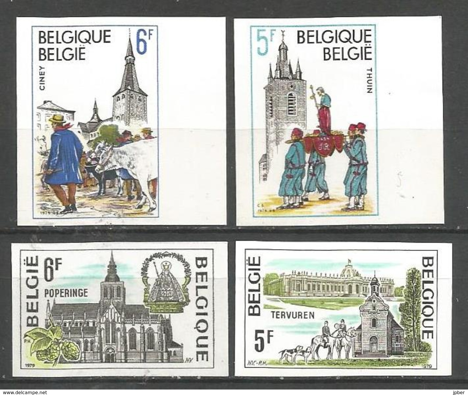 Belgique - R080 - N° 1947 à 50 - Non Dentelé - Ciney - Thuin - Poperinge - Tervuren - Autres & Non Classés