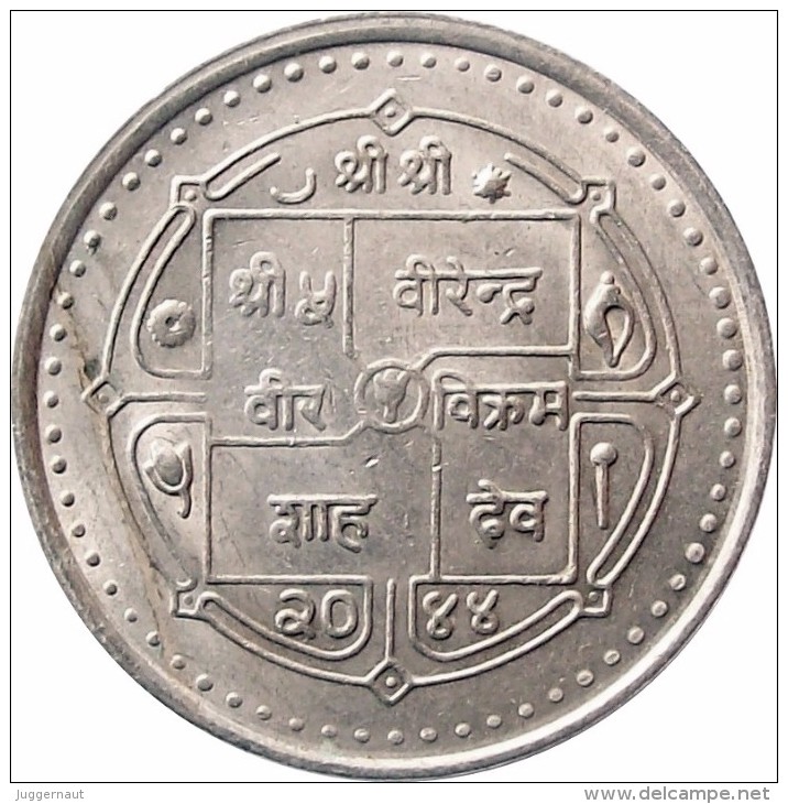 NEPAL SOCIAL SERVICES DECADE RUPEE 5 COMMEMORATIVE COIN 1987 KM-1030 UNCIRCULATED UNC - Nepal