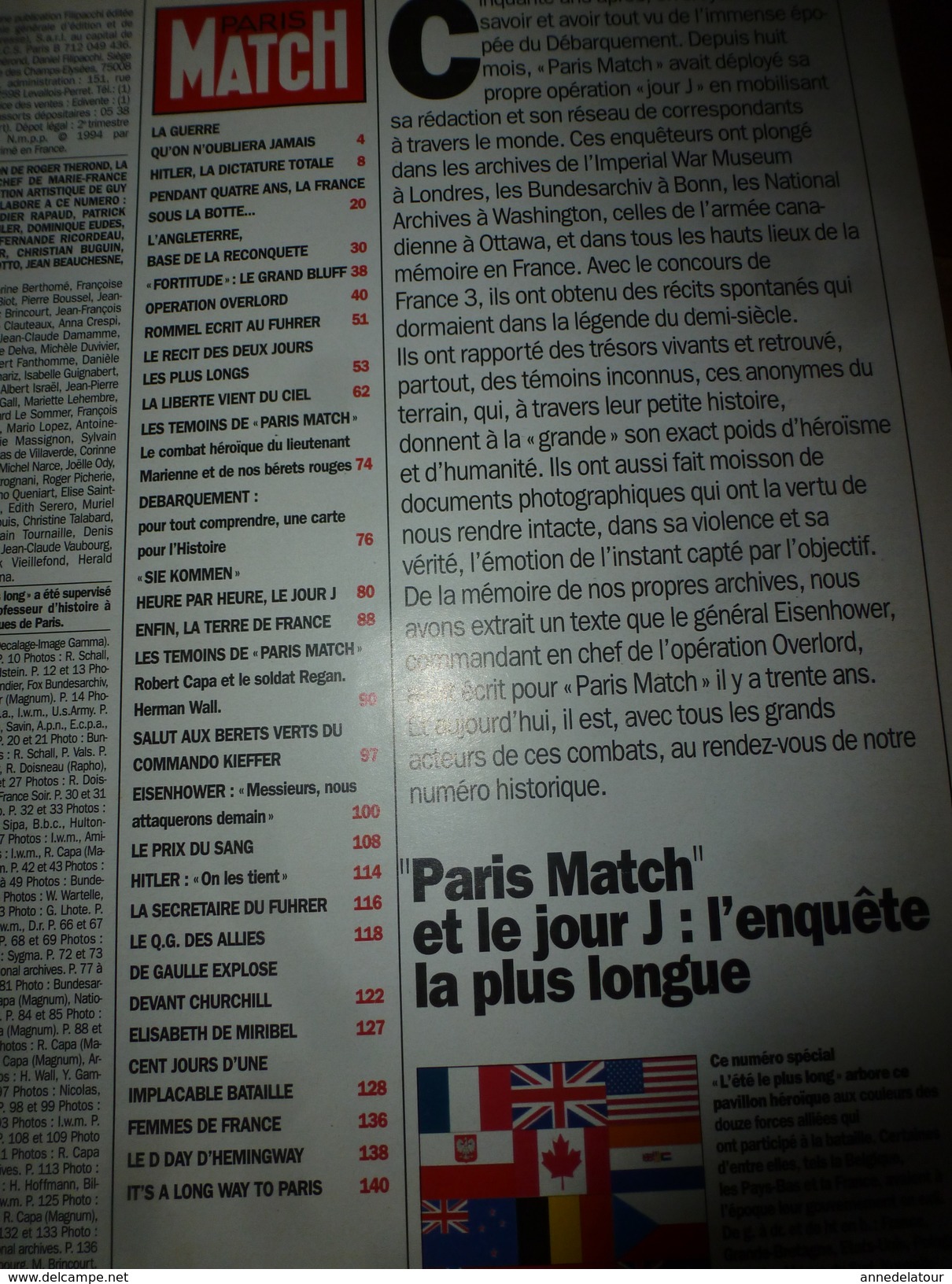 1994 PARIS-MATCH N° Spécial Historique LE DEBARQUEMENT  De 1944 - Francese