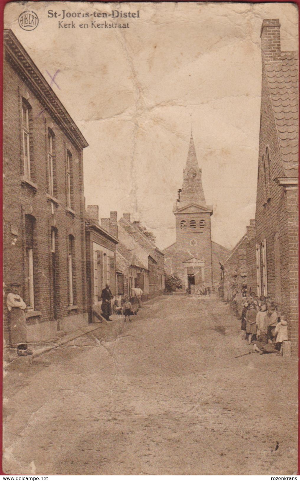 SINT-JOORIS St SINT-JORIS TEN DISTEL : Kerk En Kerkstraat (erg Beschadigd) - Beernem