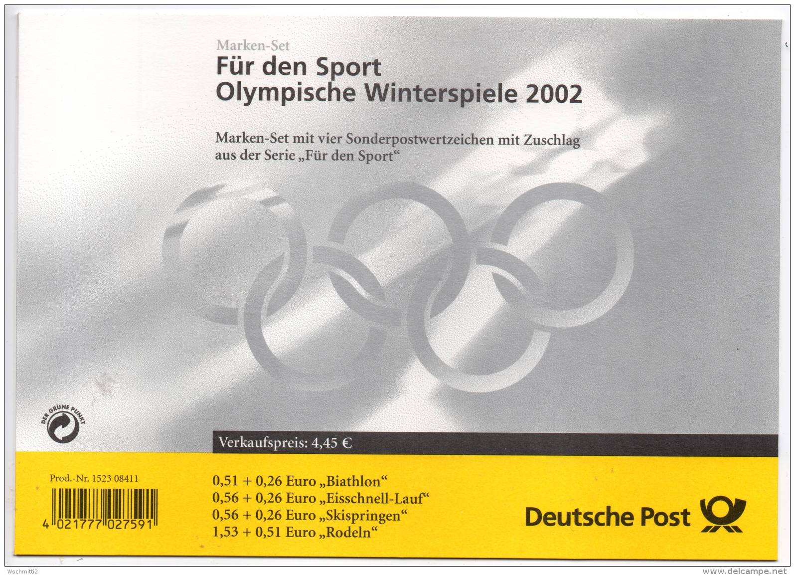 BUND Markenset Olympische Winterspiele 2002 Mit MH  47 - Winter 2002: Salt Lake City