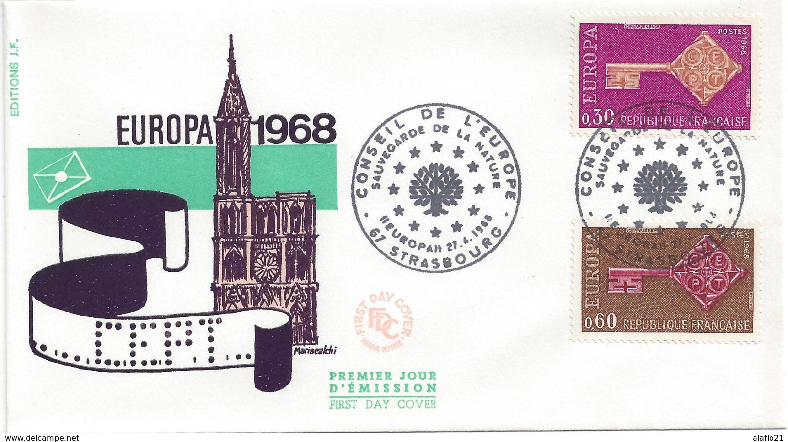 FRANCE - STRASBOURG - ENVELOPPE 1er JOUR - FDC - EUROPA CEPT 1968 - 1968