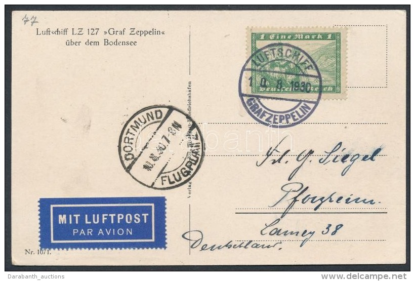 1930 Zeppelin Dortmundi Rep&uuml;l&eacute;s K&eacute;peslap / Zeppelin Flight To Dortmund Postcard - Sonstige & Ohne Zuordnung