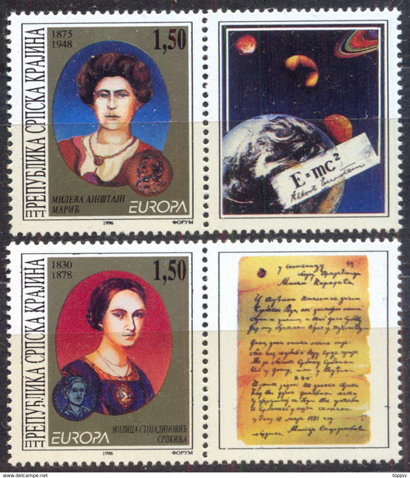 CROATIA - HRVATSKA - RS KRAJINA -Einstein WOMEN + FORMULA - EUROPA  CEPT - **MNH - 1997 - Albert Einstein