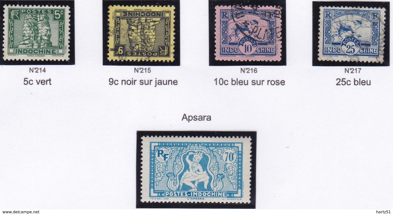 Indochine N° 214/218 Neuf * Et Oblitérés - Unused Stamps