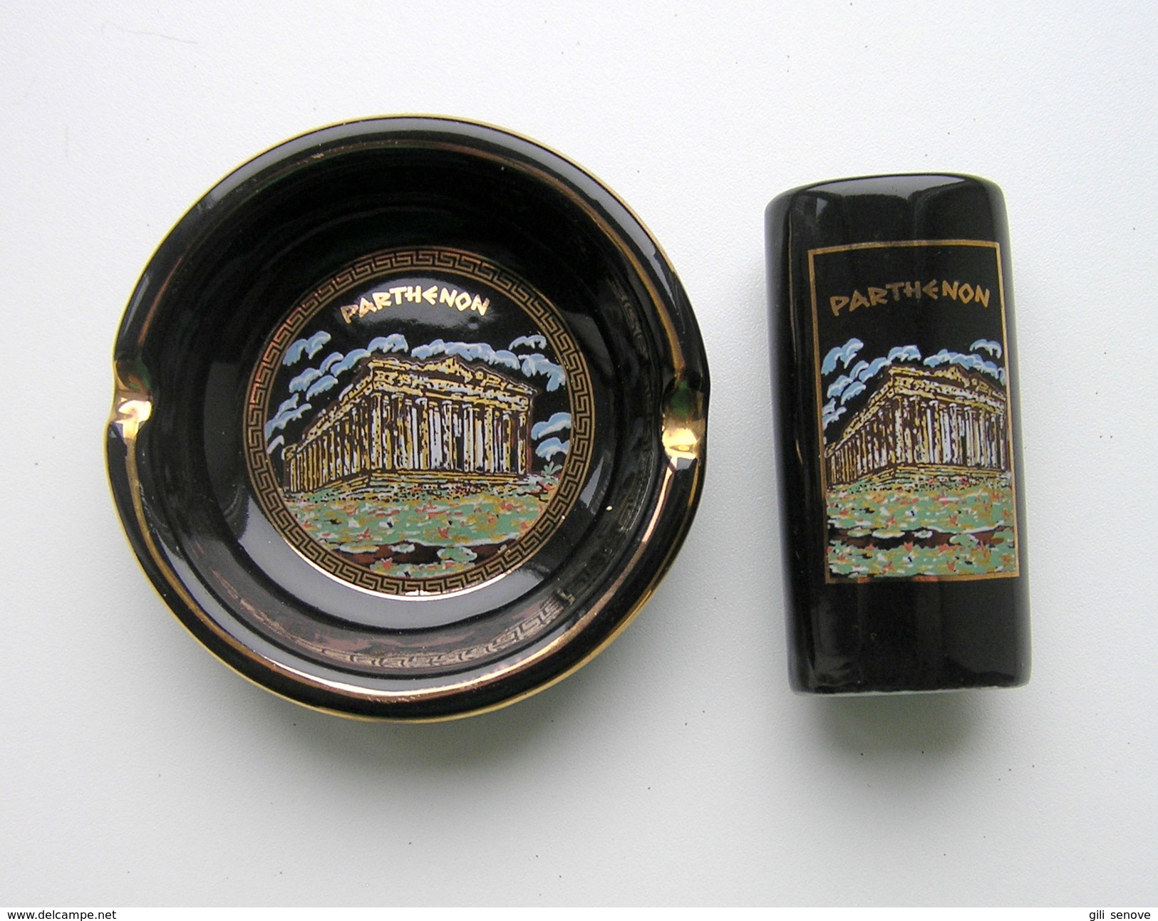 PARTHENON LIGHTER AND ASHTRAY / GREECE - Porcelain