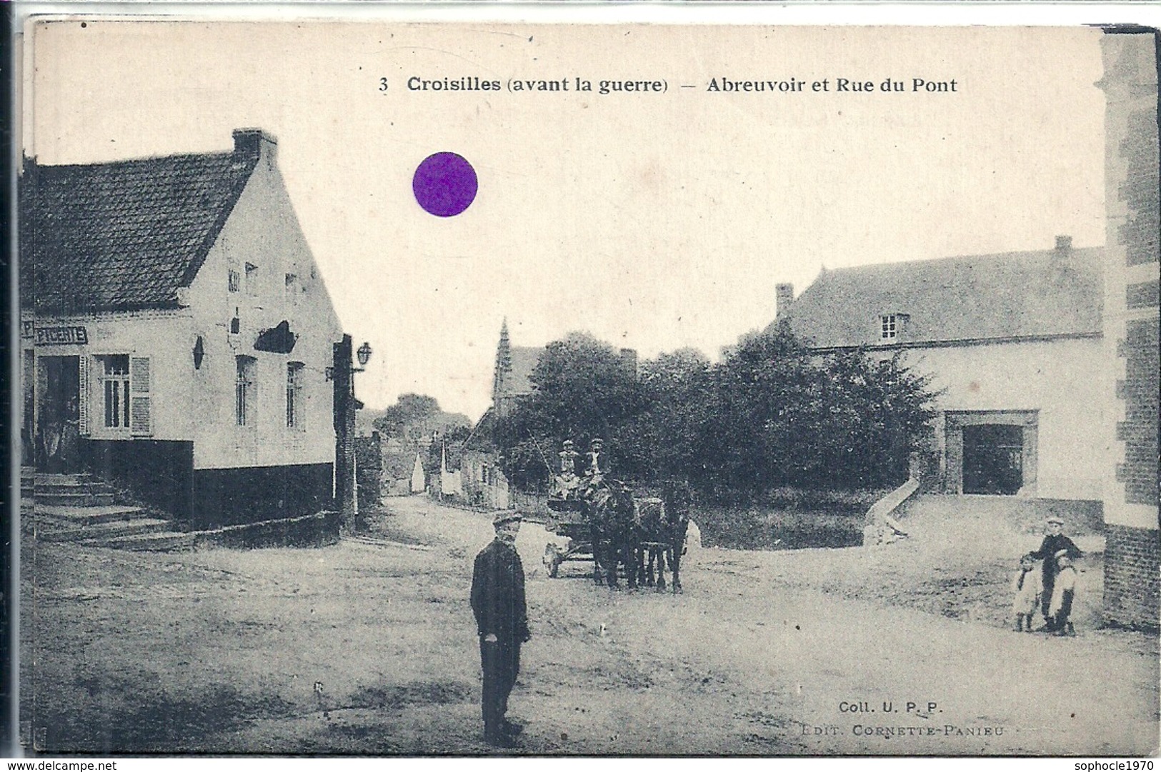 PAS DE CALAIS - 62 - CROISILLES - Abreuvoir Et Rue Du Pont - Croisilles