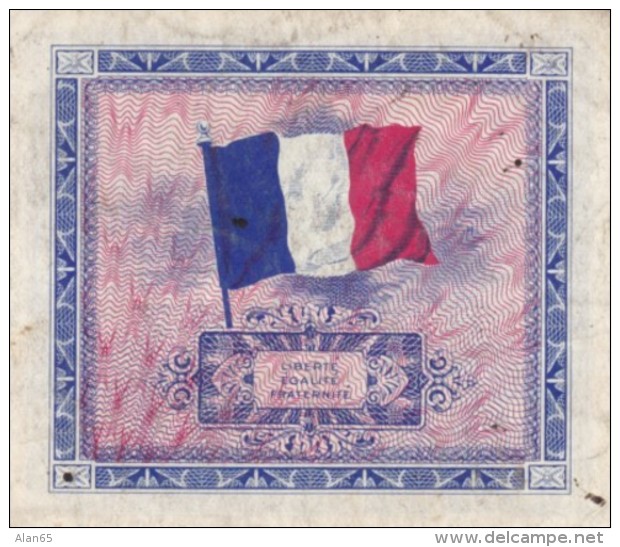 France #115a, 5 Francs 1944 Banknote Currency - 1944 Flagge/Frankreich