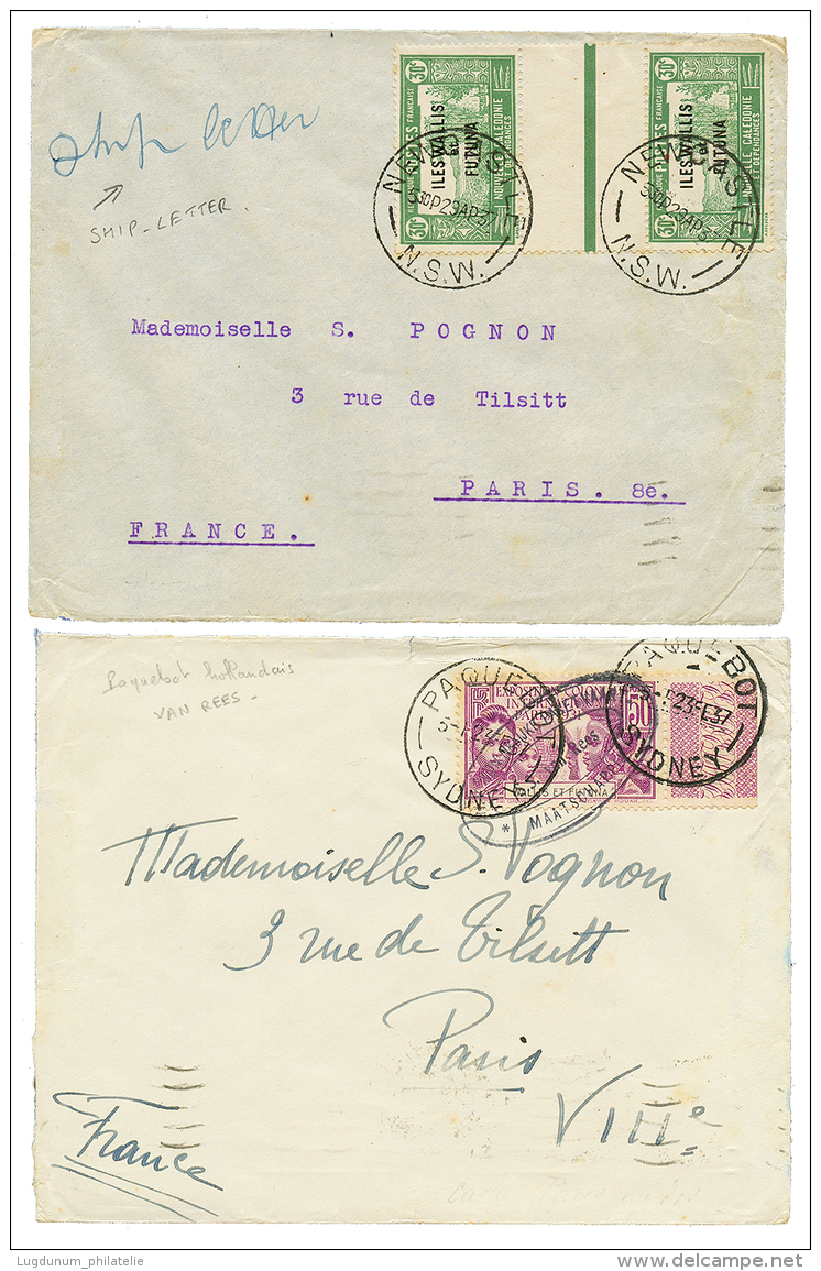 1929/37 2 Lettres Maritimes Avec SHIP LETTER + NEWCASTLE NSW Ou PAQUEBOT NEERLANDAIS. RARE. TTB. - Other & Unclassified