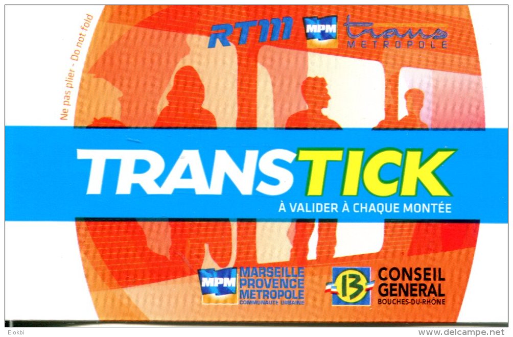 Ticket Métro De Marseille  (France) - RTM - Billet 2 Voyages - Europe