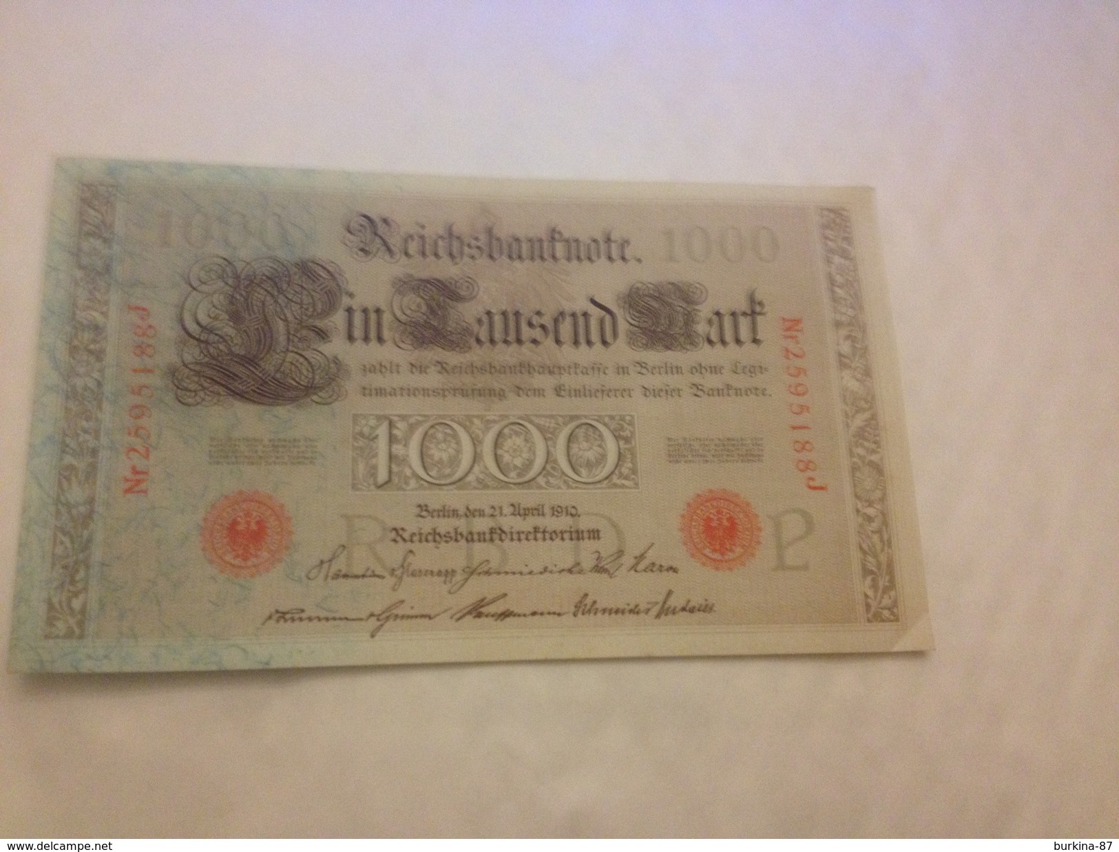 BILLET, 1000 Mark , Empire Allemand, 21 Avril 191O, Neuf - 1000 Mark