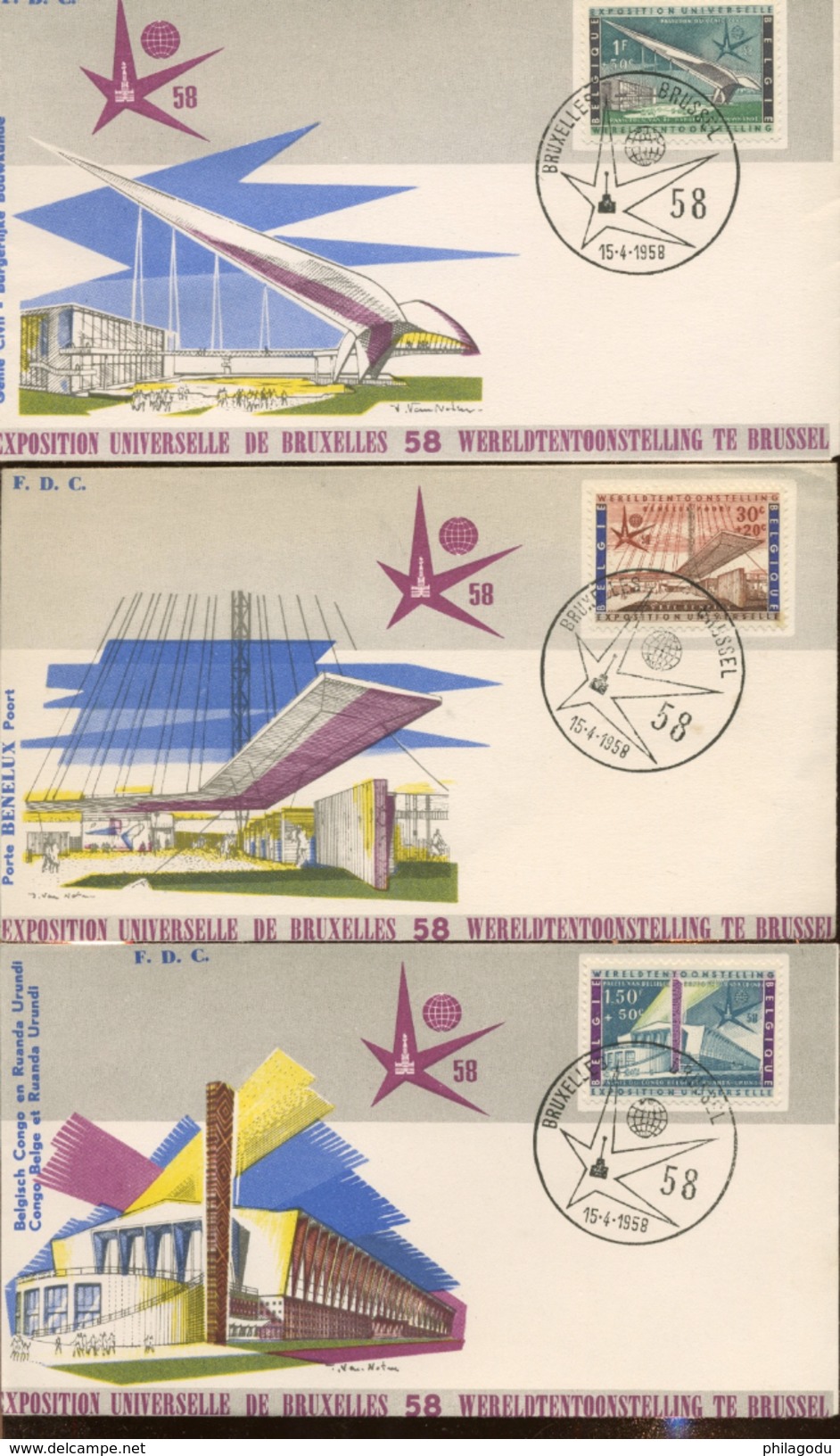 Expo 58 Sur 6 Enveloppes  Très Joli - 1951-1960