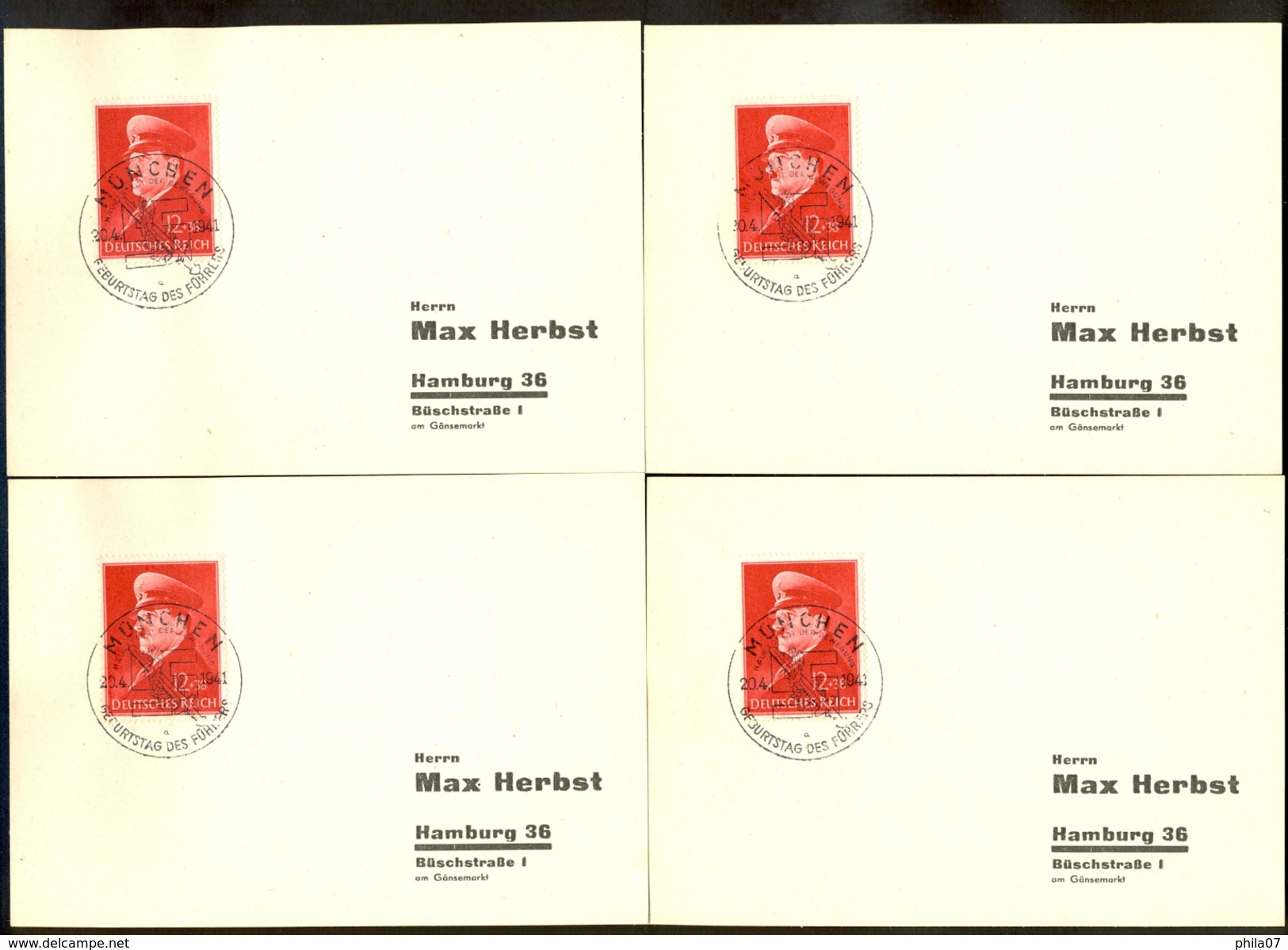 Germany WWII - Military Theme, Commemorative Cards For Birthday, 5 Pieces, With Commemorative Cancel / 4 Scans - Other & Unclassified