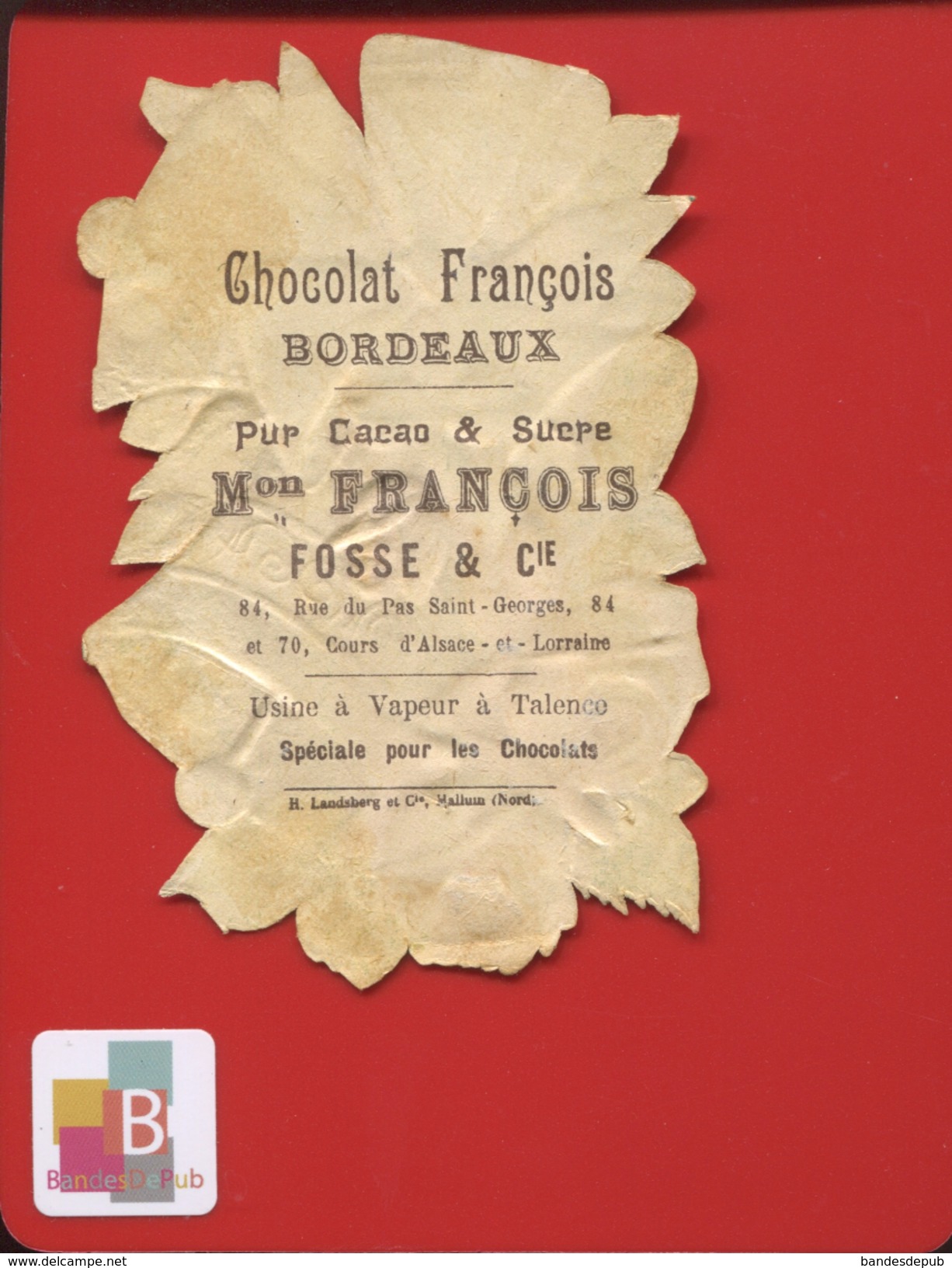 Bordeaux Chocolat François Usine à Talence Jolie Chromo Découpis Cloches PAQUES Rose LANDSBERG - Motif 'Pâques'