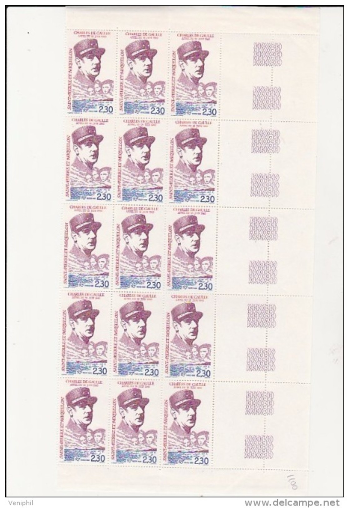 ST PIERRE ET MIQUELON - GENERAL DE GAULLE - N° 532 NEUF XX  15 EXEMPLAIRES -COTE : 16,50 &euro; - Neufs