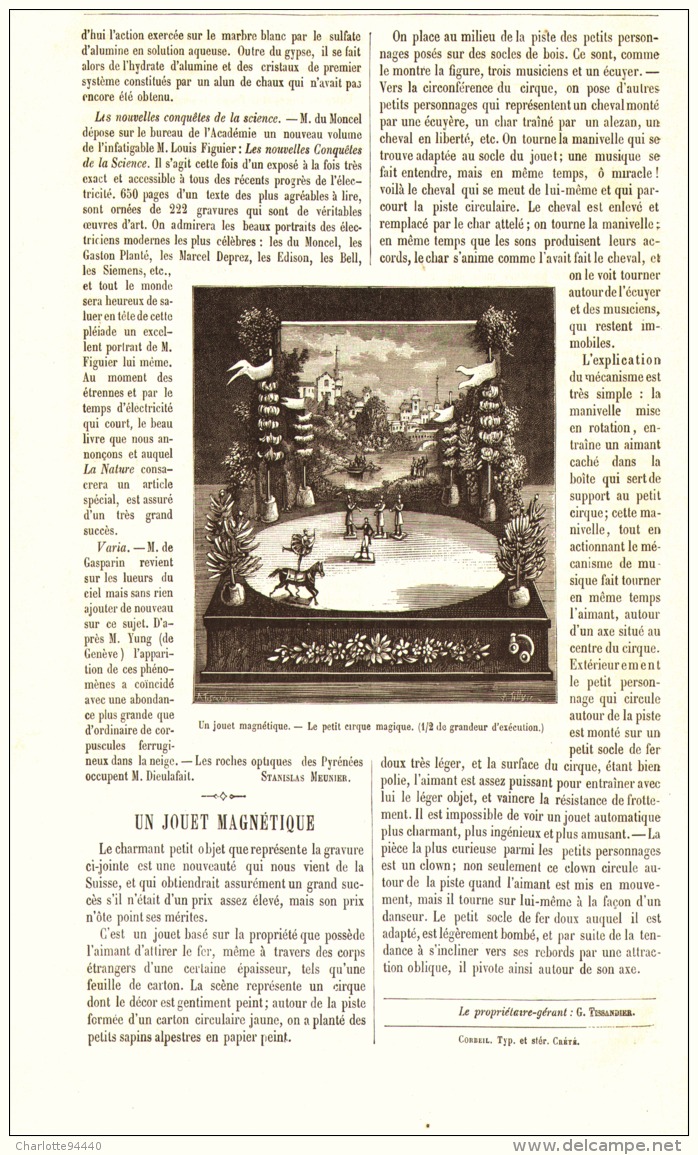 UN JOUET MAGNETIQUE  LE PETIT CIRQUE MAGIQUE  1884