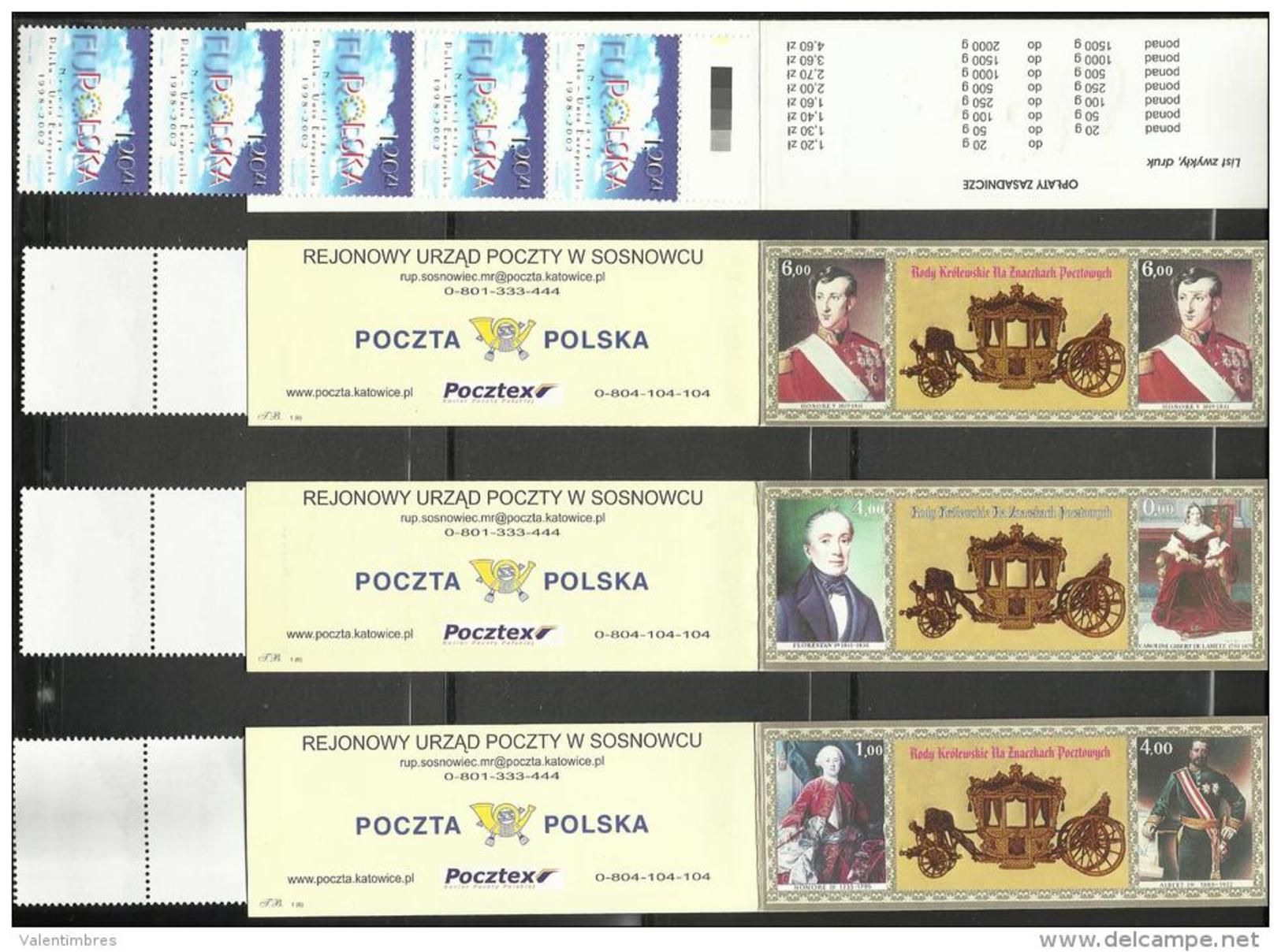 Carnet Booklet Markenheftchen Pologne Polen Poland 210   6  Carnets Différents Rois Et Reines Carosse Couleur Or - Booklets