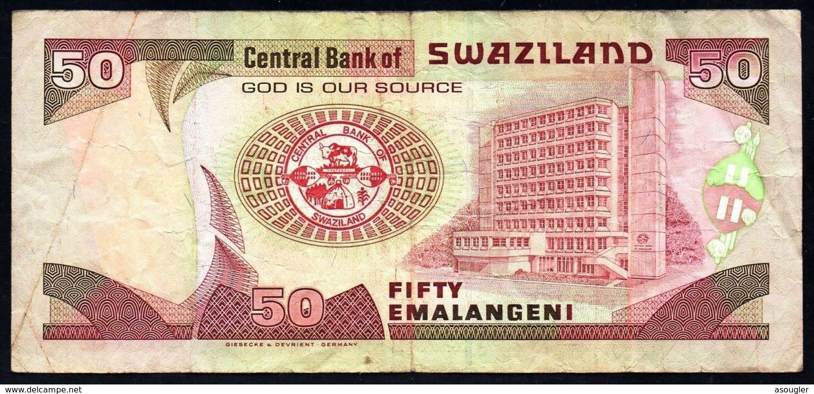 Swaziland 50 Emalangeni 2001 F-VF P-31a  (free Shipping Via Regular Air Mail (buyer Risk) - Swaziland