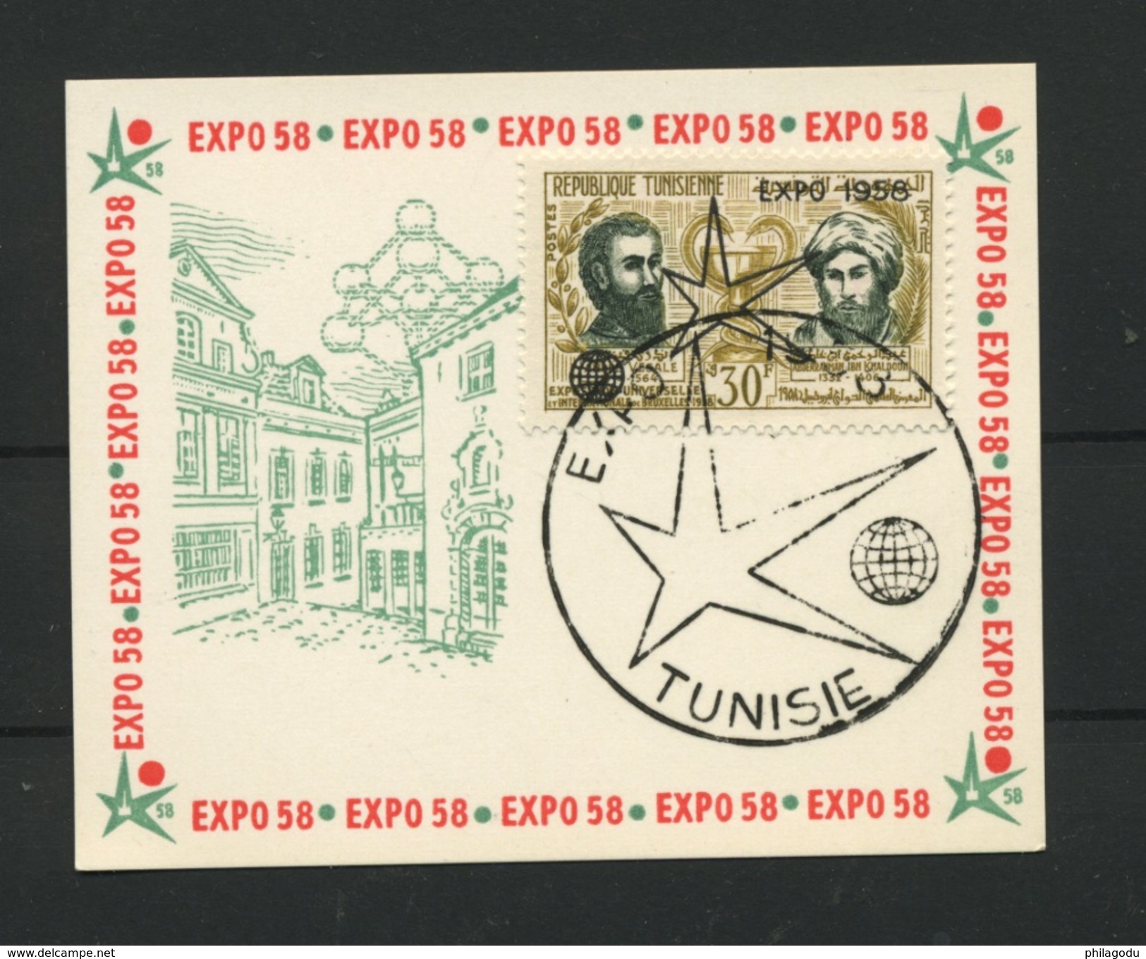 Tunisie Avec SURCHARGE Spéciale   EXPO 58 Sur Mini Carton Souvenir Ø - 1958 – Brüssel (Belgien)