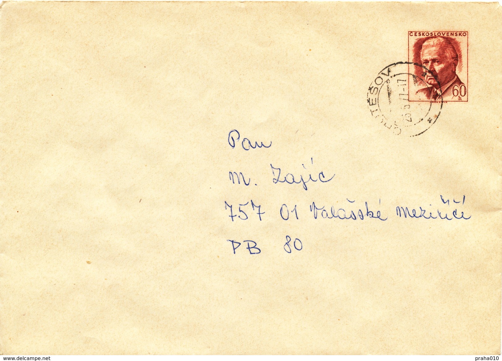 L3485 - Czechoslovakia (1977) Chotesov (Postal Stationery: President Ludvik Svoboda (1895-1979)), Handmade Postmark - Briefe