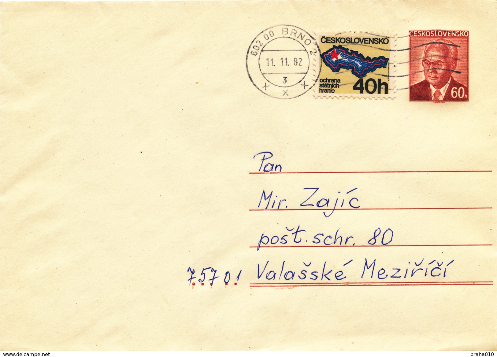 L3495 - Czechoslovakia (1982) 602 00 Brno 2 (Postal Stationery: President Gustav Husak (1913-1991)); Machine Postmark - Briefe