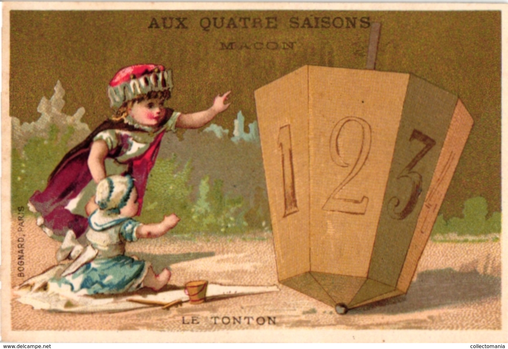 6 Trade Cards PUB Au Quatre Saison Imp Lessertisseux  Toupie Française Ronflante Sabot Allemagne Japonaise SPINNING - Autres & Non Classés