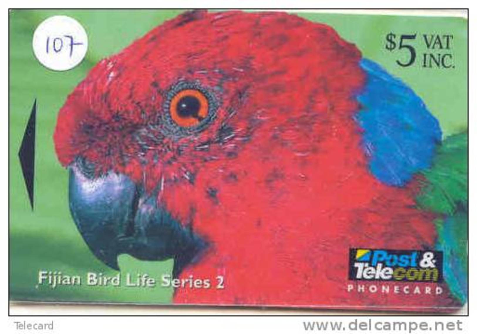 Bird PERROQUET Parrot PAPAGEI Papagaai Oiseau Telecarte (107) Fiji - Perroquets