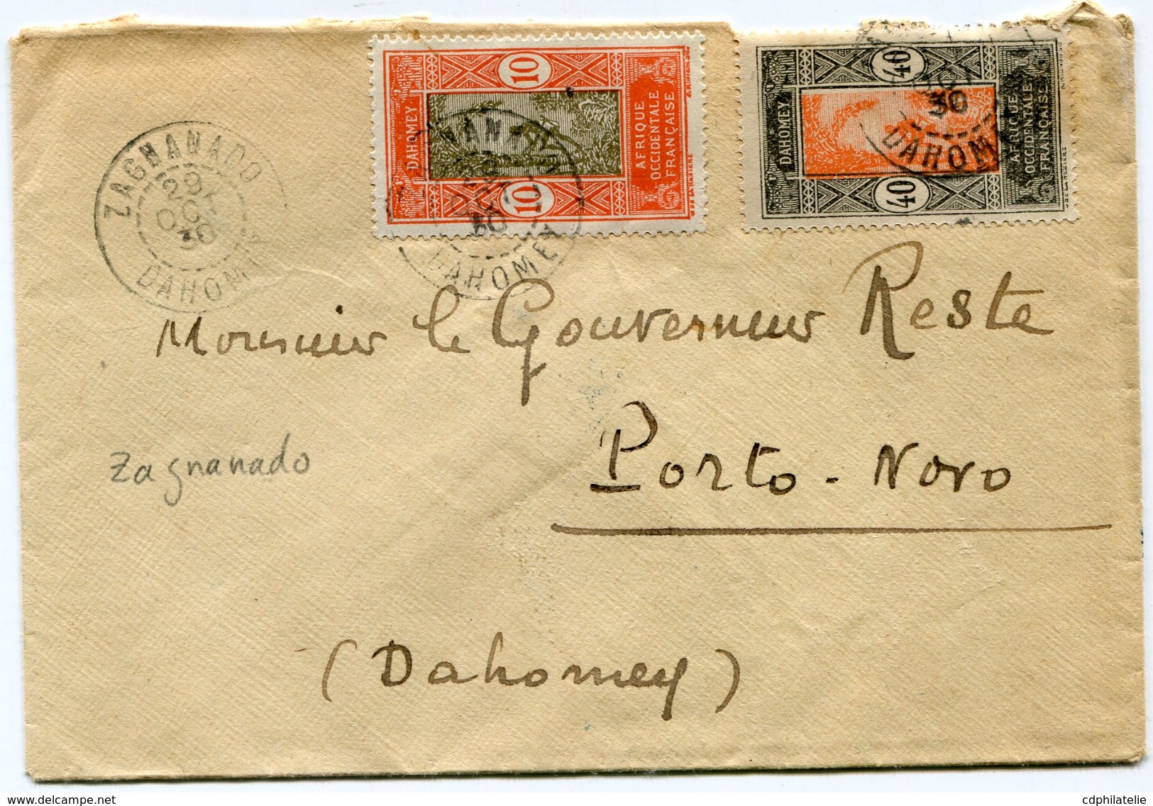 DAHOMEY LETTRE DEPART ZAGNANADO 29 OCT 30 DAHOMEY POUR LE DAHOMEY - Storia Postale