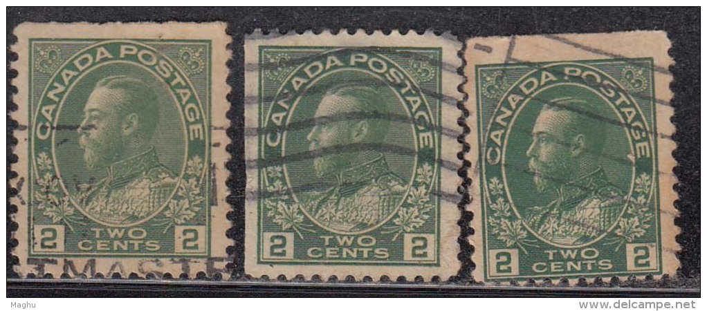 2c Green Shaded X 3 Coil Issue ?, Canada Used 1912, - Coil Stamps