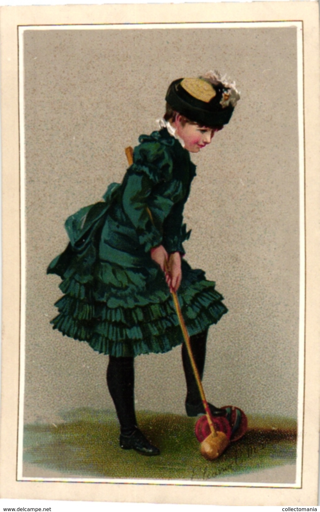 5 CARDS C1900 CROQUET GAME JEU De CROQUET Krocketspiel Pub Belle Jardinière Chromo Litho Trade Advertising - Other & Unclassified