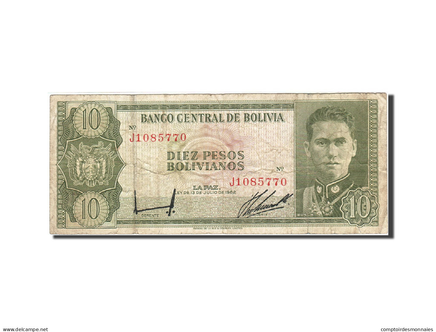 Billet, Bolivie, 10 Pesos Bolivianos, 1962, Undated, KM:154a, B+ - Bolivie