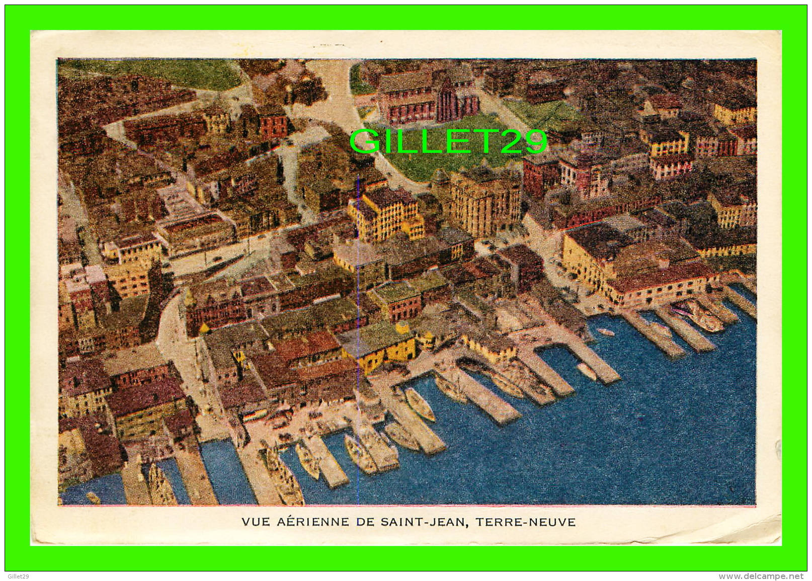 ST JOHN, TERRE-NEUVE - VUE AÉRIENNE DE LA VILLE &amp; SON PORT - PUBLICITÉ OBLIGATIONS DU CANADA EN 1949 - - St. John's