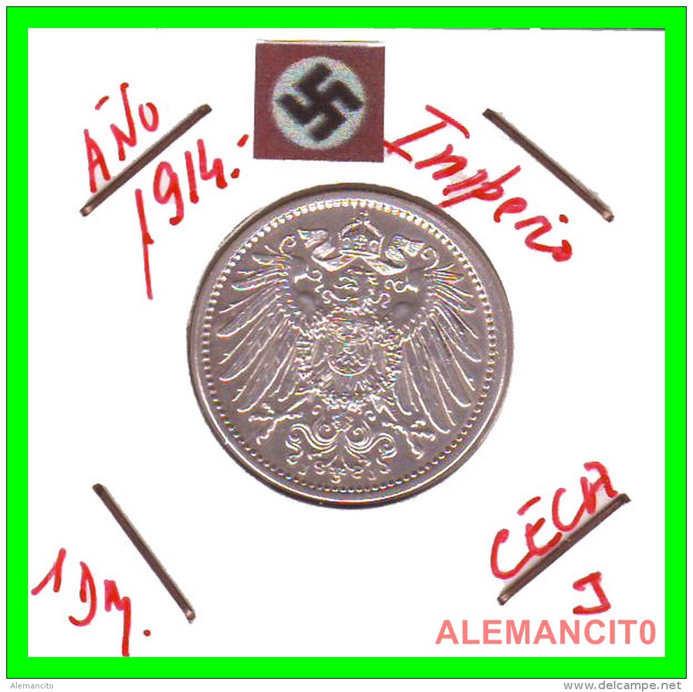 GERMANY -  IMPERIO - DEUTSCHES REICH - 1 Mark. AÑO 1914-J - 1 Mark