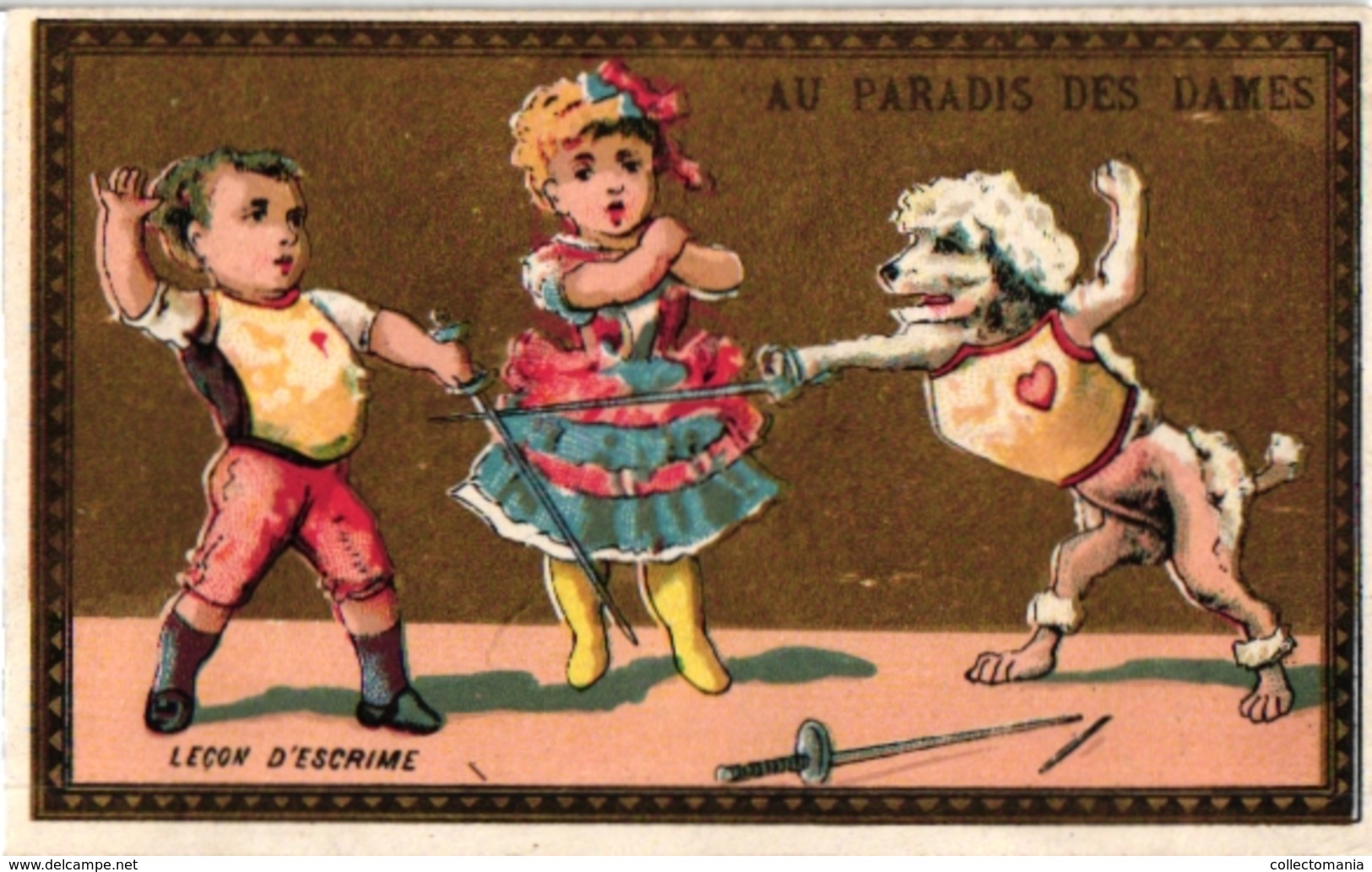 3 Trade Cards Chromo FENCING ESCRIME FECHTEN Pub Marseille Paradis Des Dames Paris La Laitière Litho - Escrime