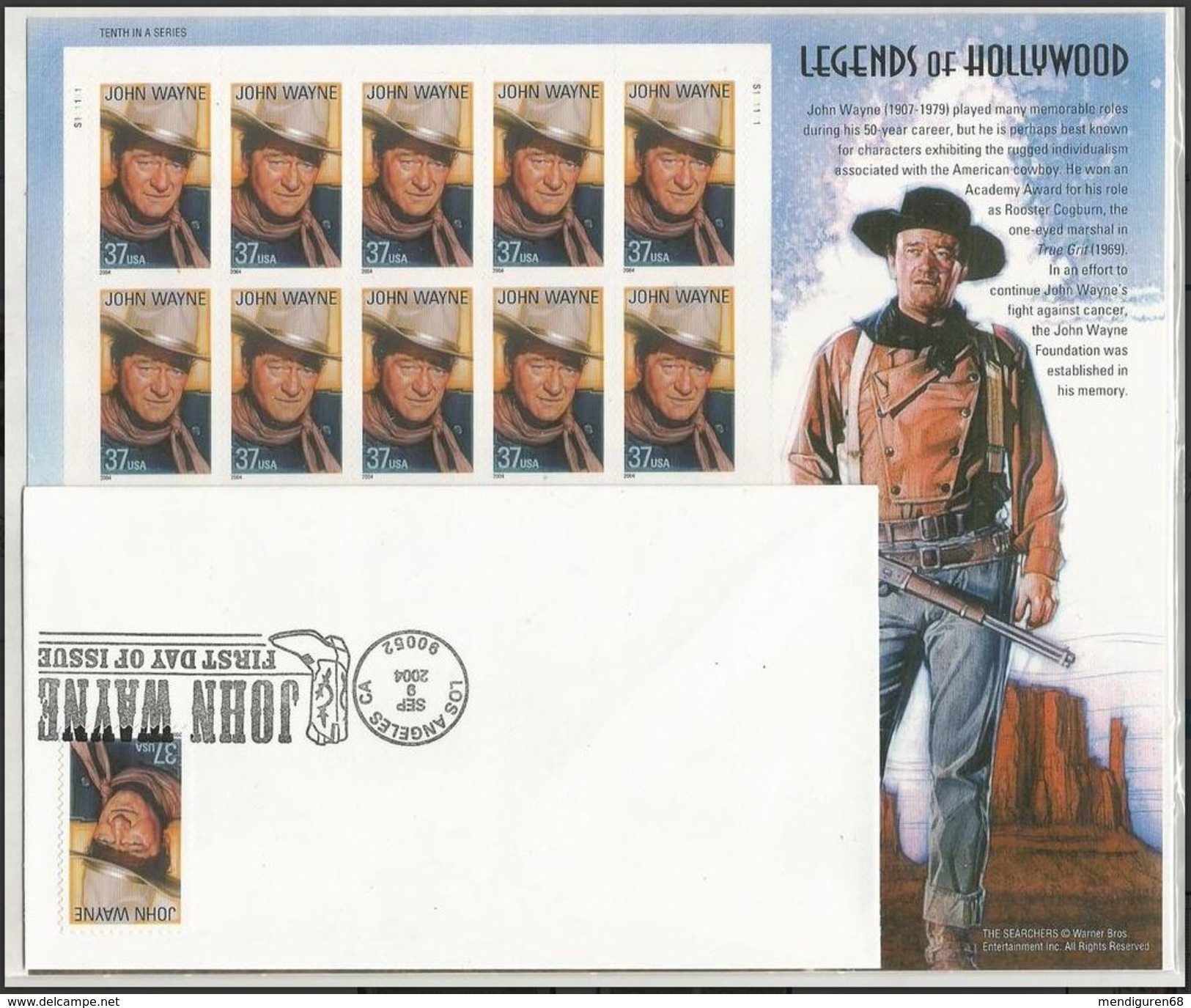 VERINIGTE STAATEN USA 2004 JOHN WAYNE MS Of 20V. WITH FDC SC 3876sp YV BF3585  MI B-3864 SG MS4379 - Ganze Bögen