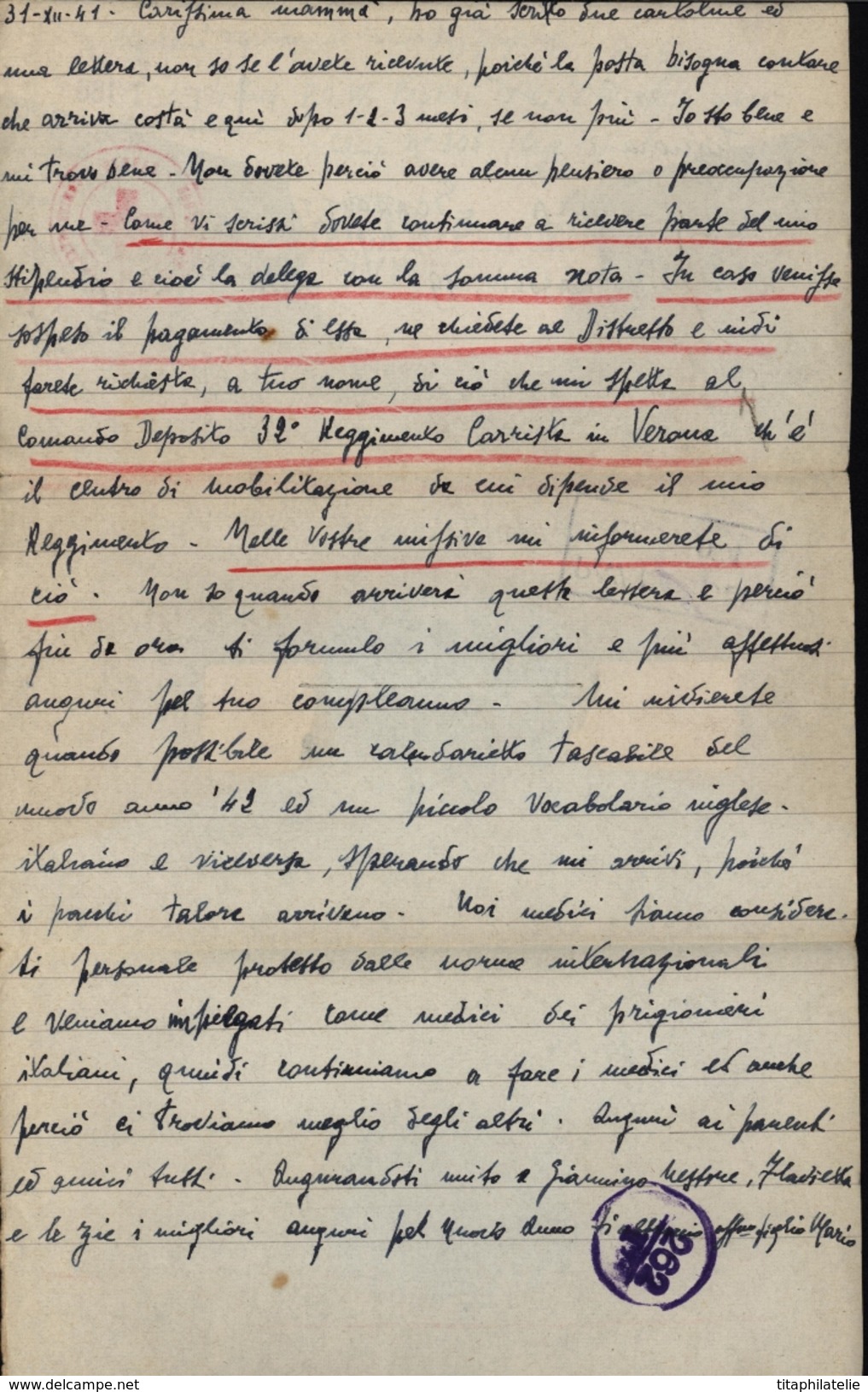 Guerre 39/45 Prisonnier Italien Des Anglais En Egypte Camp 306 Geneifa Croix Rouge Certainement Ex Afrika Korps Censure - Autres & Non Classés