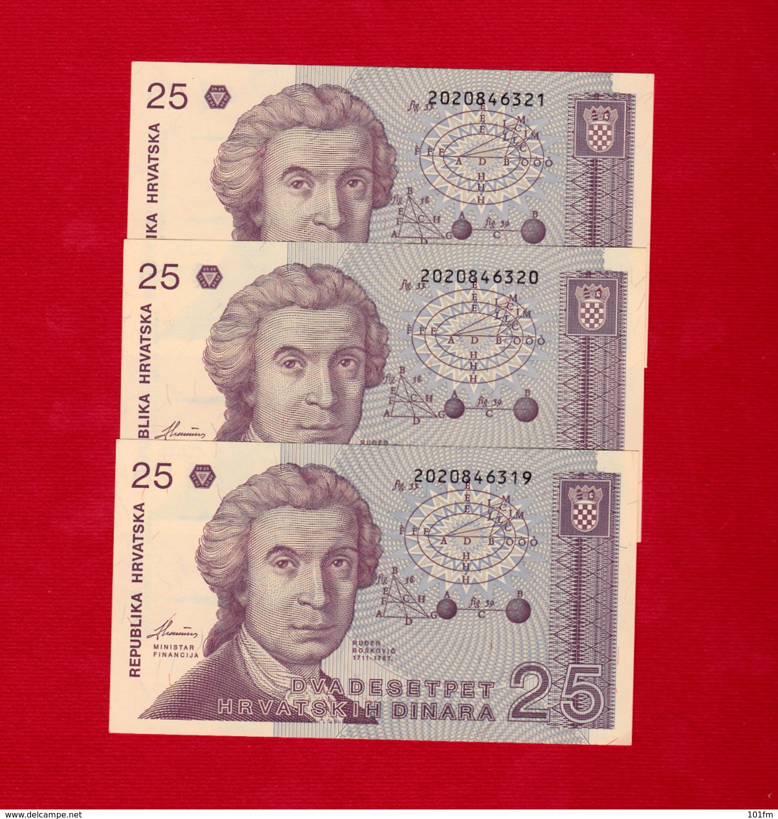 CROATIA - HRVATSKA - 25 Hrvatski Dinar  1991 Lot 3 Pcs - Kroatië