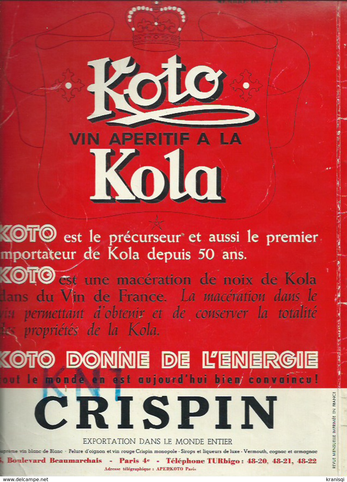 Livre , La Revue Vinicole  1951 - Cuisine & Vins
