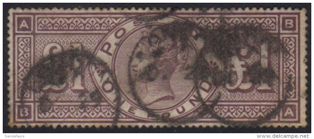 1884 &pound;1 Brown Lilac, Watermark Crowns SG 185, Good Colour With London Cds's, Few Lightly Toned Perf Tips... - Other & Unclassified