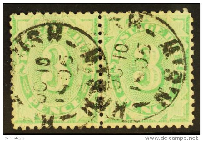 POSTAGE DUE 1902-04 3d Emerald-green Perf 11 Watermark Inverted, SG D37, Fine Cds Used Horizontal PAIR, Fresh... - Other & Unclassified