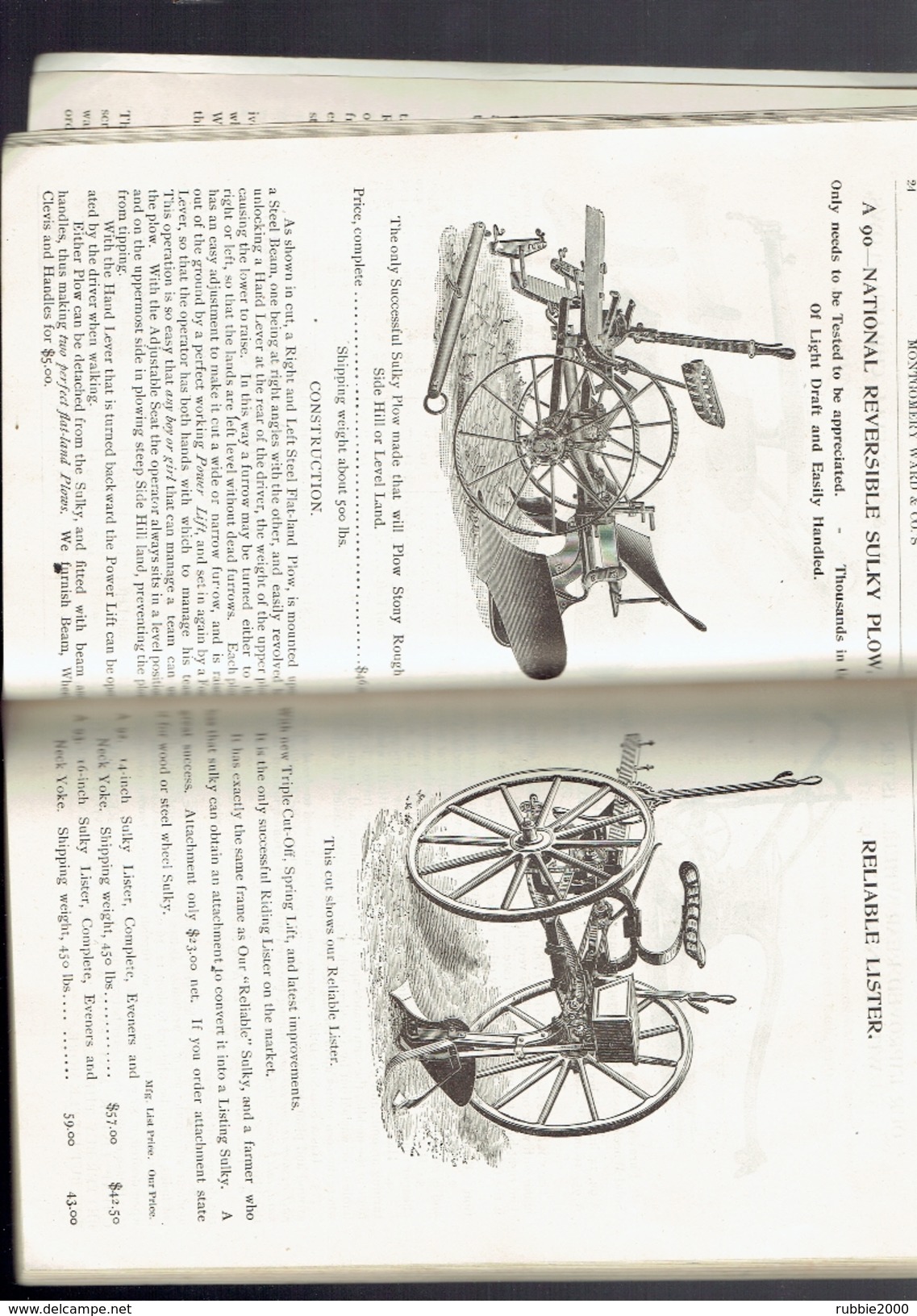 CATALOGUE 1893 DEPARTMENT AGRICULTURE MONTGOMERY WARD COMPAGNIE MICHIGAN AVENUE CHICAGO FARM MACHINERY - 1850-1899