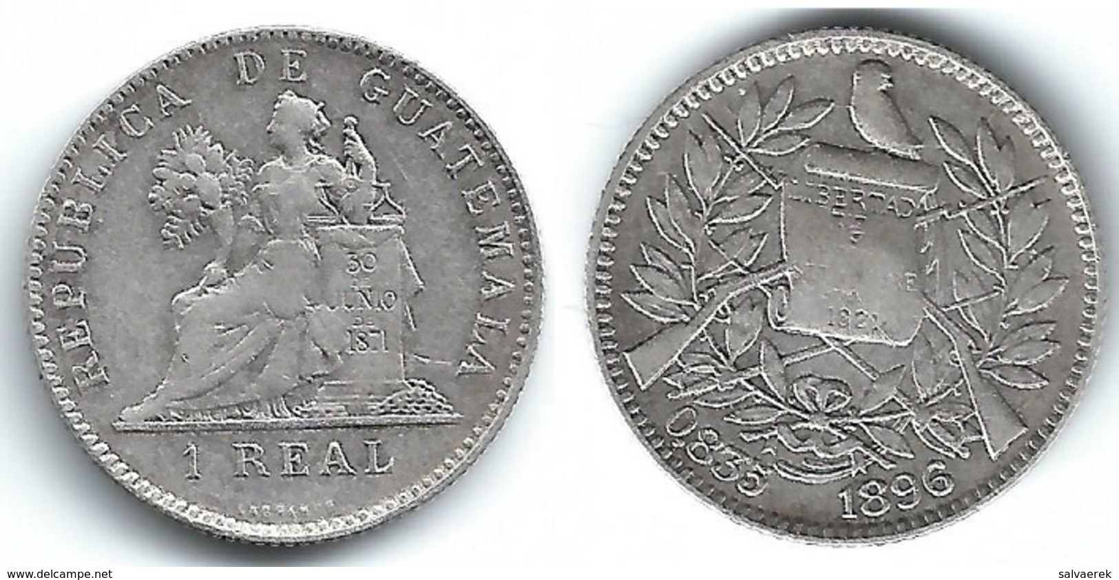 GUATEMALA  REAL 1896 PLATA SILVER T BONITA - Guatemala