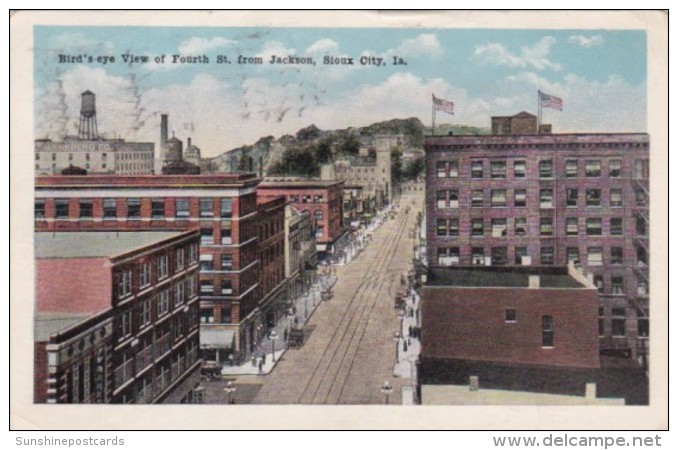 Iowa Sioux City Birds Eye View Of Fourth Street From Jackson 1926 - Sioux City