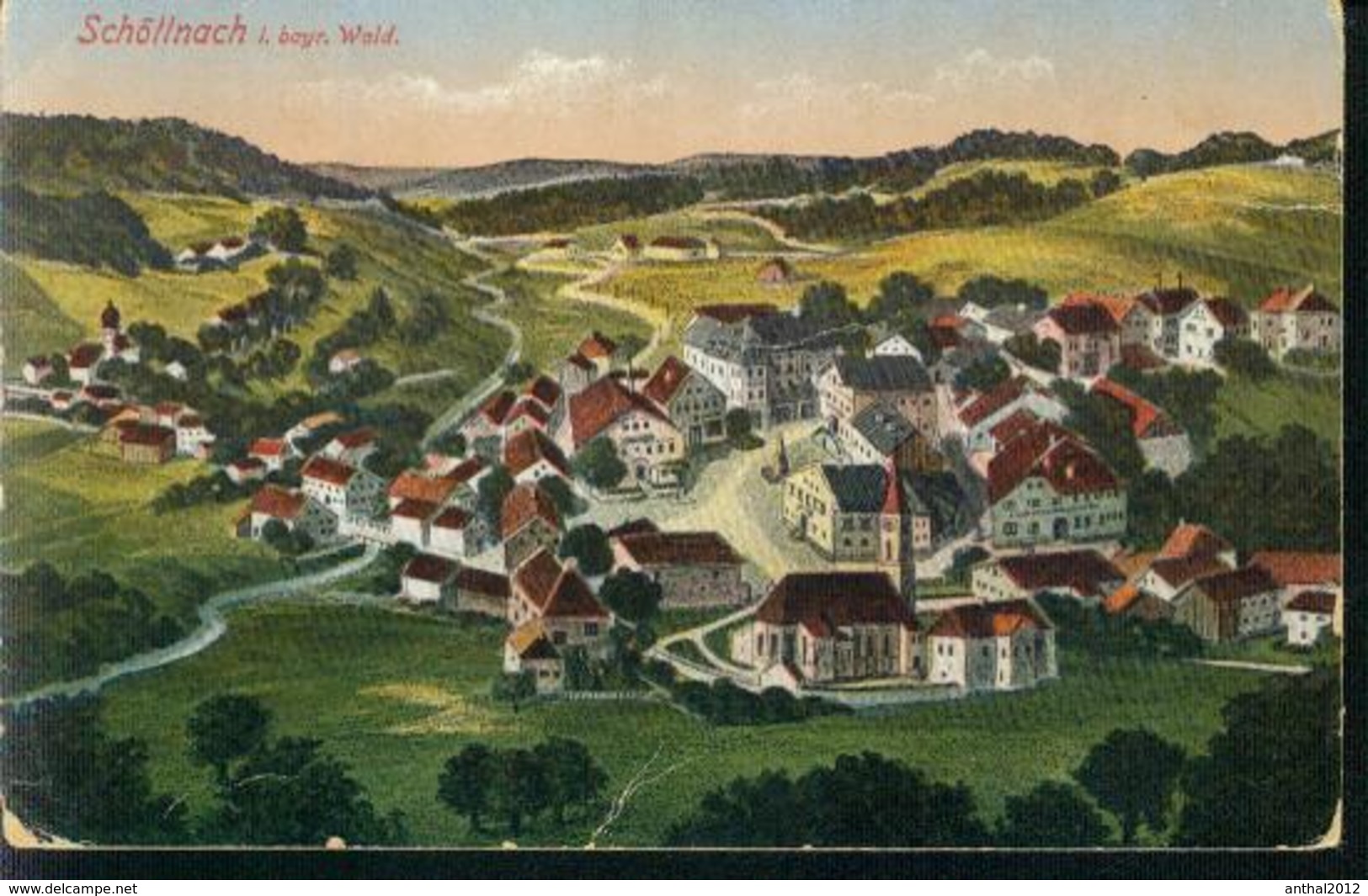 Rarität Litho Schöllnach Bayr. Wald Gesamtansicht Wohngebiet Ortsmitte Um 1900 - Deggendorf