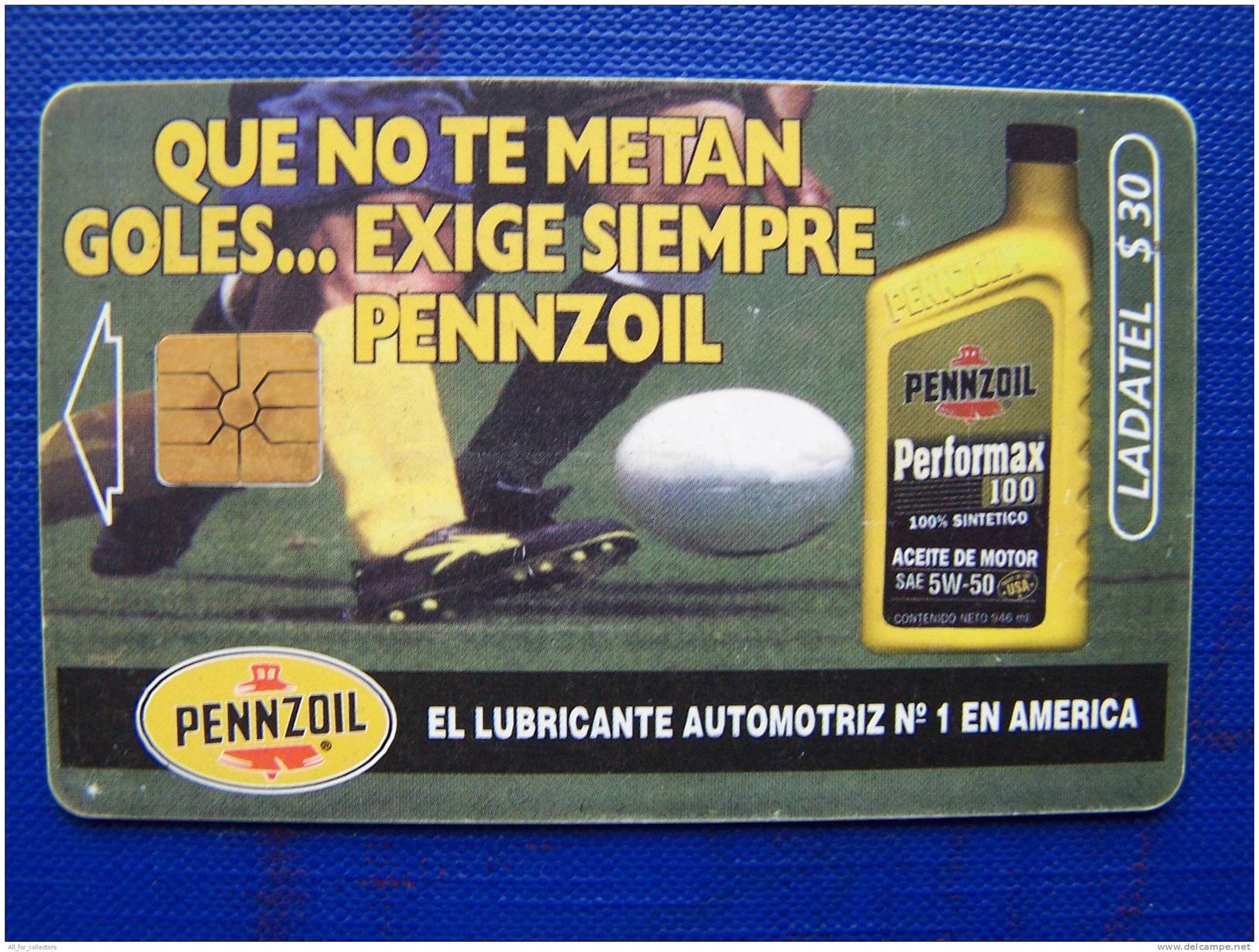 Pennzoil, Advertisement, Mexico, Phone Card, Ruggby, Soccer Football, - Petrolio