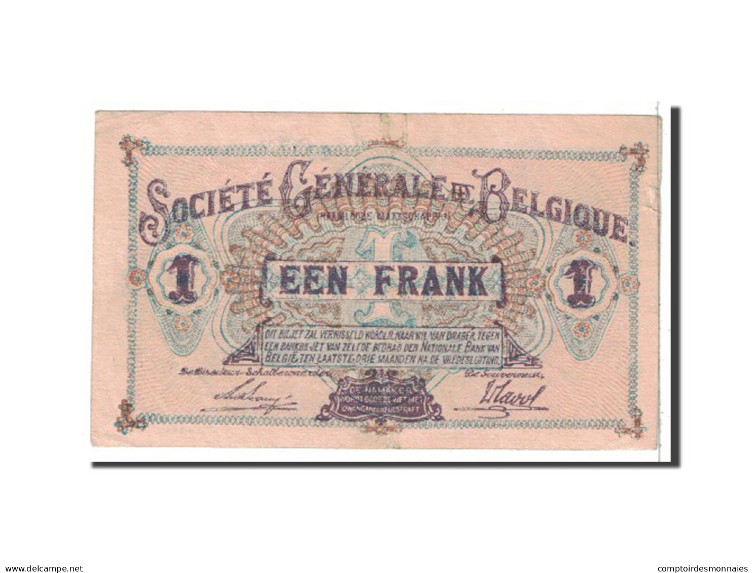 Billet, Belgique, 1 Franc, 1918, 1918-10-29, KM:86b, TTB - 1-2 Francs