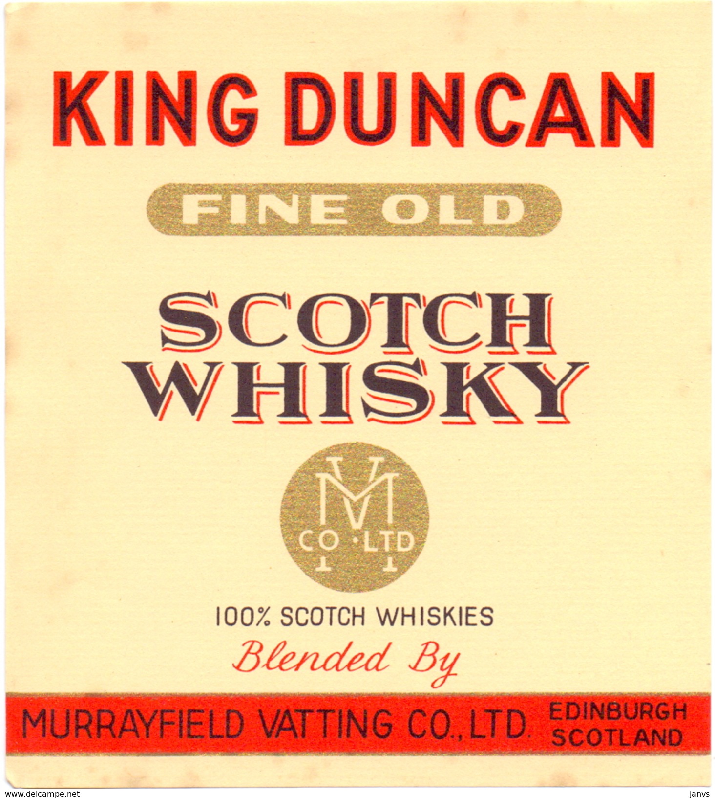 Etiket étiquette King Duncan Scotch Whisky - Whisky